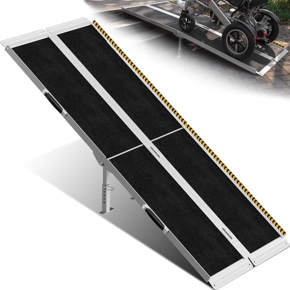 6ft Wheelchair Ramp with 4 Support Legs, Seamless Portable Aluminum Heavy Duty Non-Slip Mobility Scooter Threshold Ramps for Home Steps & Stairs, 800lbs Capacity