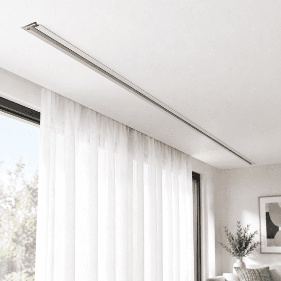 6ft White Aluminum Ceiling Mount Recessed Curtain Track System