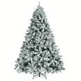 thumbnail image 1 of Syvvy Prelit Snow Flocked Christmas Tree, 6ft, Foldable Stand, 800 Full Snow Branch Tips, 1 of 9