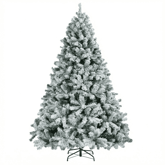 Syvvy Prelit Snow Flocked Christmas Tree, 6ft, Foldable Stand, 800 Full Snow Branch Tips