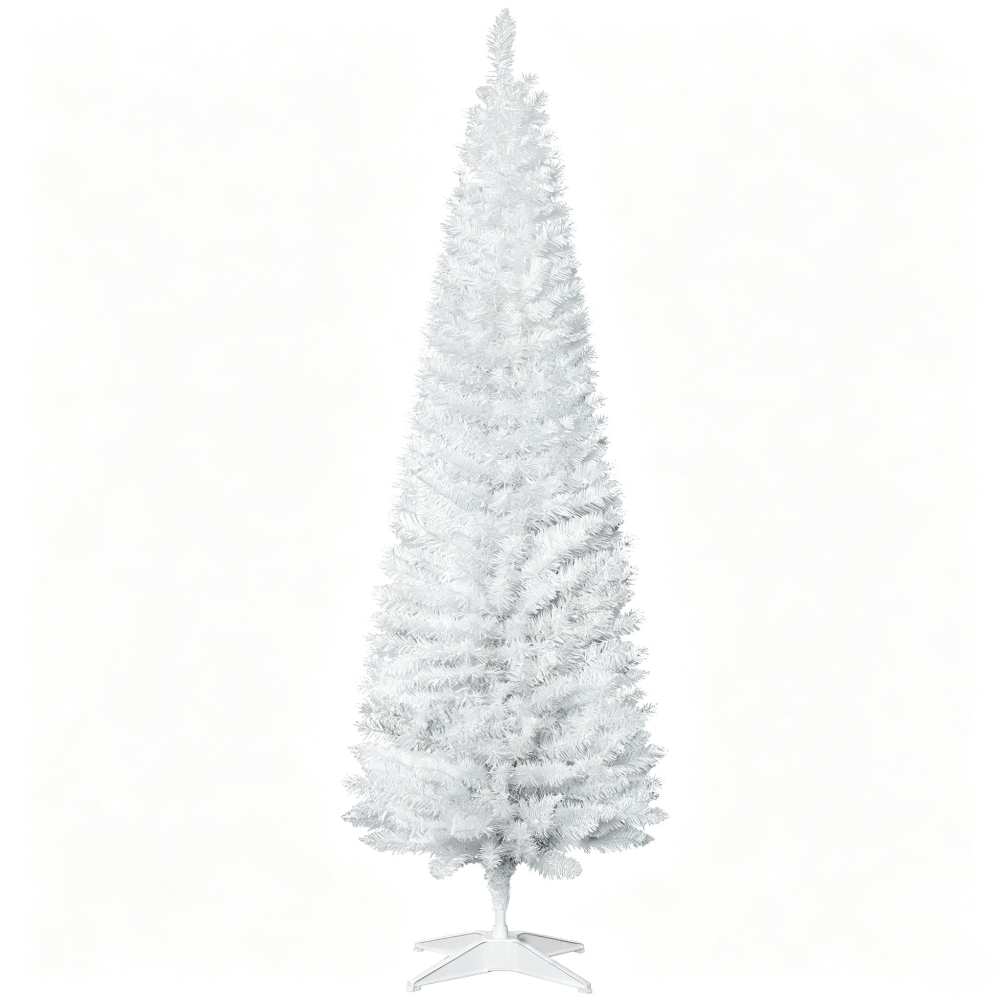 6ft White Christmas Tree, Slim Xmas Tree with Full Appearance, PVC 390 Branch Tips and Metal Stand, Artificial Christmas Tree, White