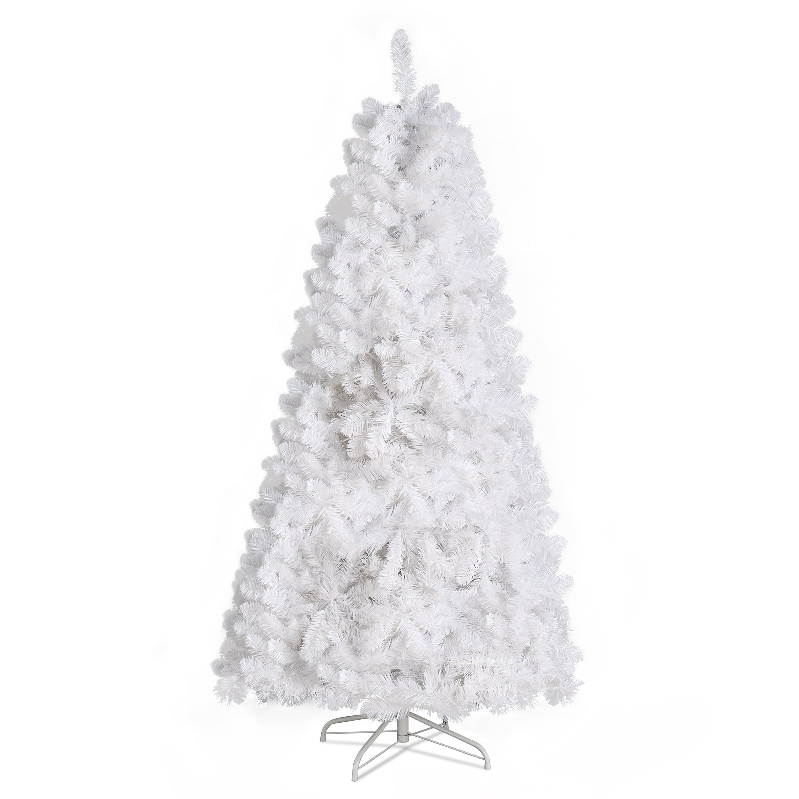 6ft White Christmas Tree with 845 Branches, 300 Lights & 8 Modes, Remote Control, PVC Material
