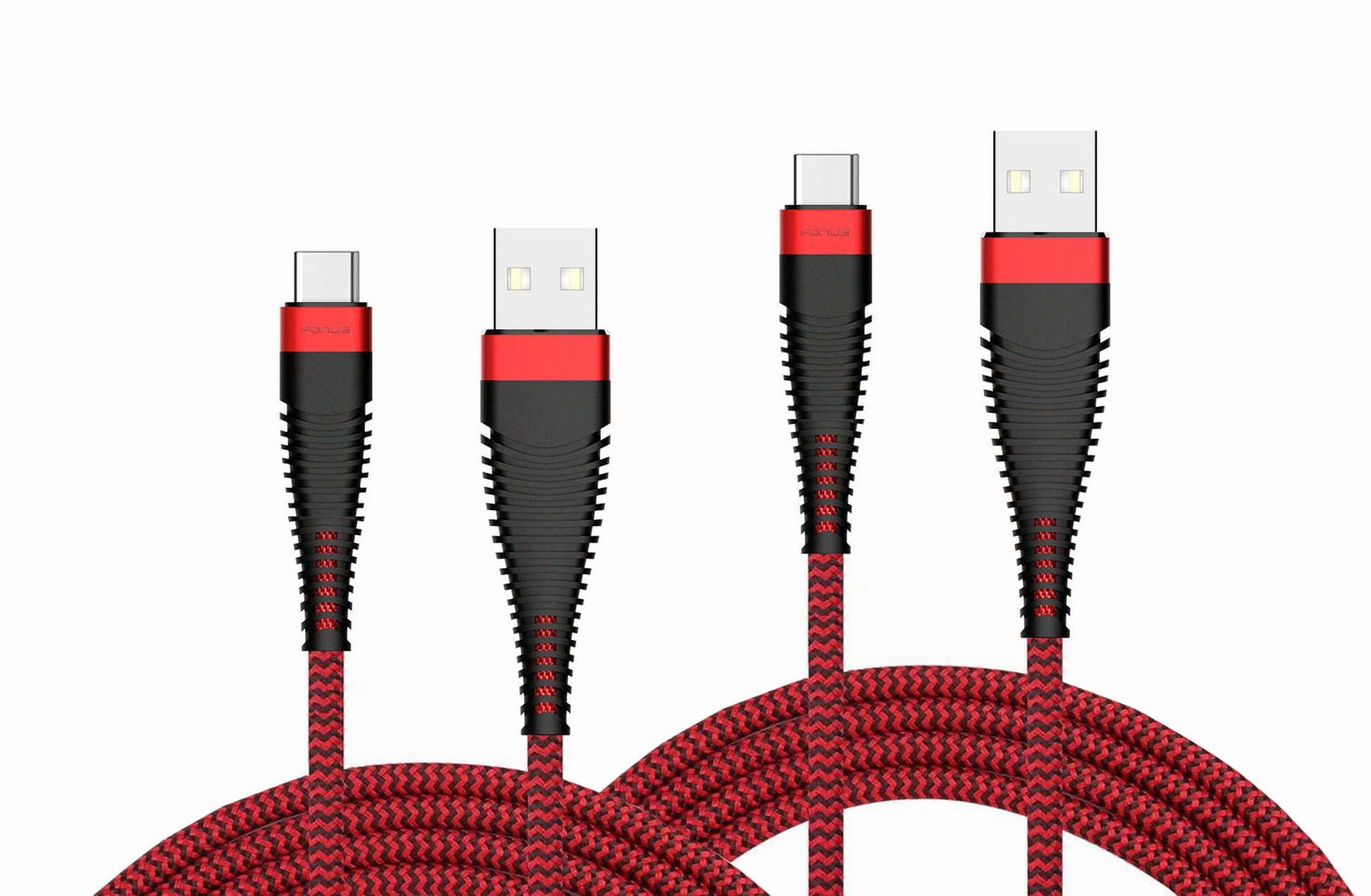 6ft and 10ft Long USB-C Cables Compatible With Motorola Moto G Play (2021,2023,2024,2026) - Fast Charge TYPE-C Cord Power Wire Data Sync Red Braided