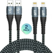 6ft iPhone Charger,XUDUO 2 Pack MFI Certified Lightning Cord Nylon Braided Fast Charging for iPhone
