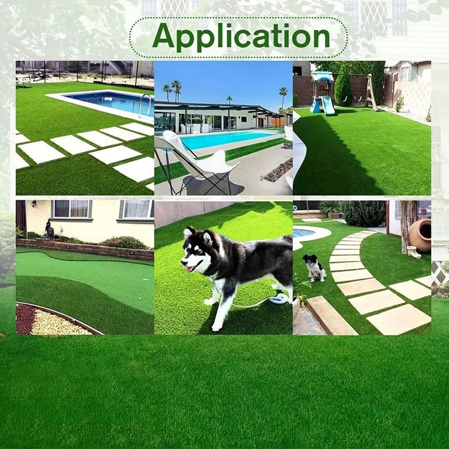 6ft x 10ft (60 Sq. Ft) 1.2 in H Realistic Artificial Grass Turf Mat ...