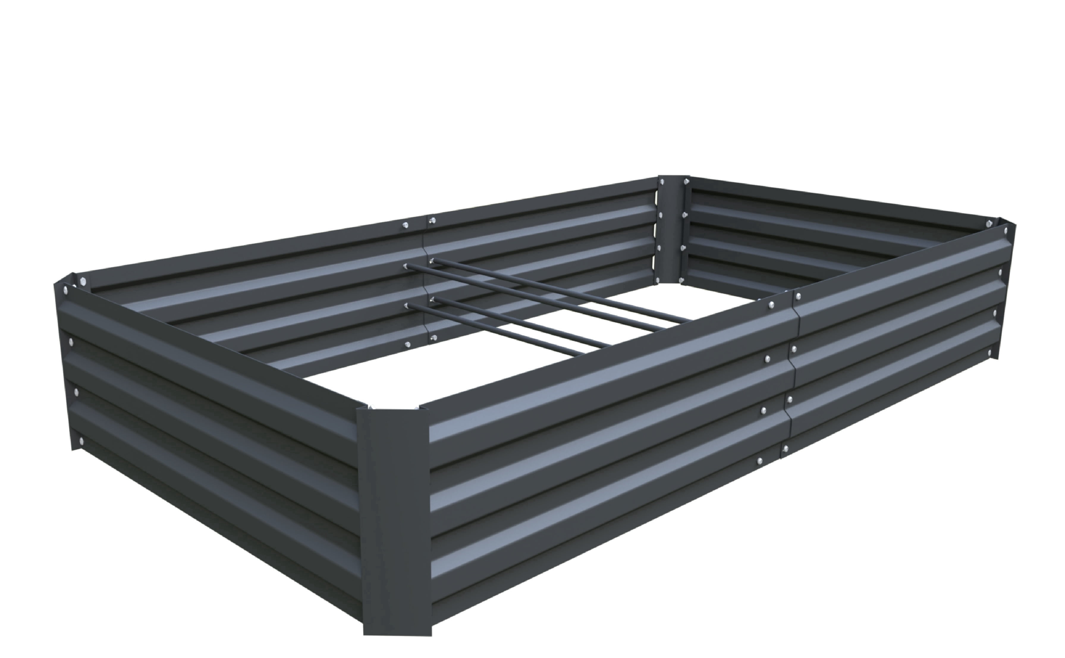 6ft x 3ft Raised Garden Bed Kit, Gray Powder Coated Steel