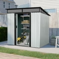 thumbnail image 1 of 6ft x 5ft Outdoor Metal Storage Shed with Transparent Plate, Tool Storage Sheds with Lockable Sliding Doors and Sloped Roof for Garden, Lawn, White and Black, 1 of 7