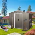 thumbnail image 1 of GUTALOR 6ft x 8ft Outdoor Metal Storage Shed with Floor Base,Gray, 1 of 6