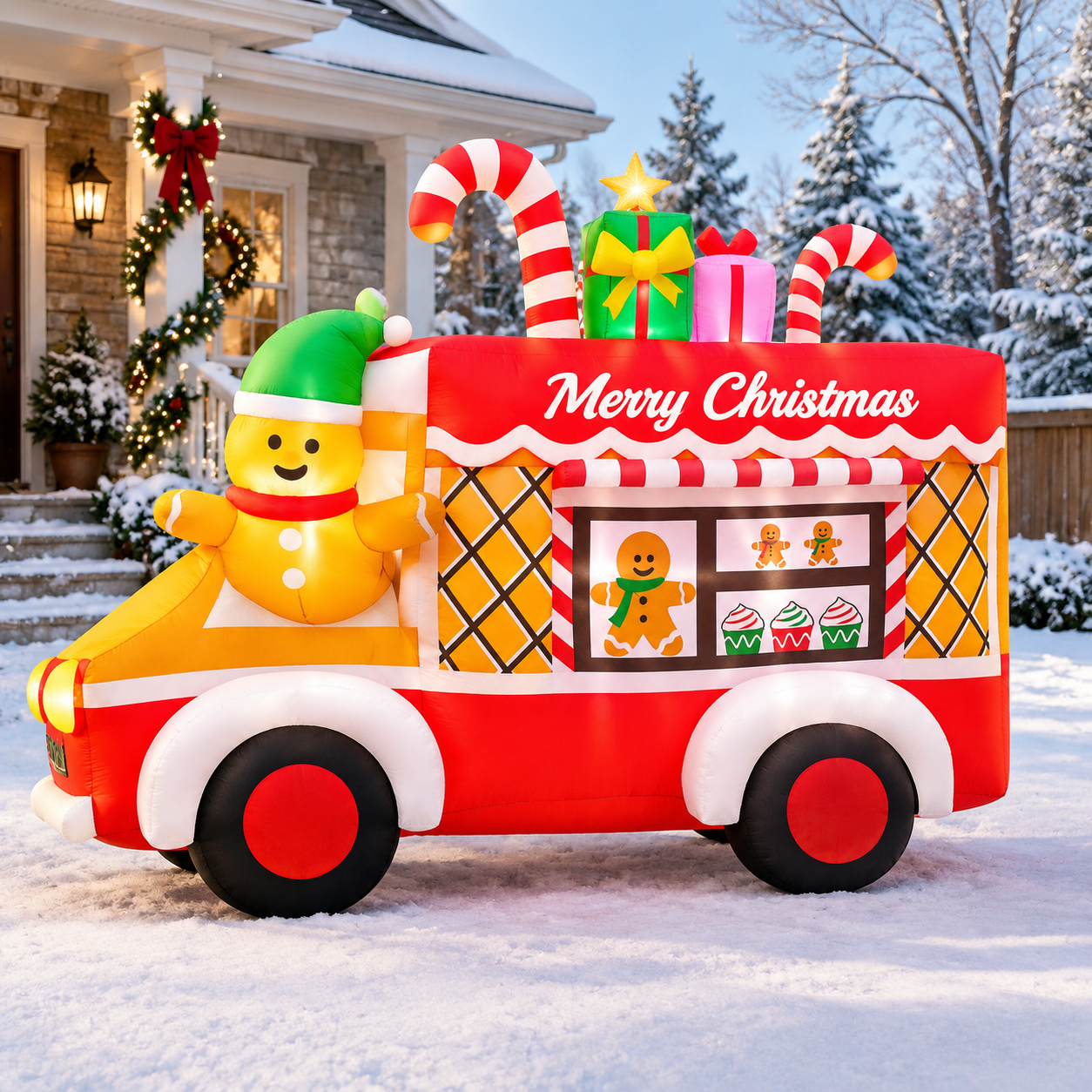 6ftmas Inflatables Truck Gingerbread Car Blow Up Yard Decoration Xmas ...