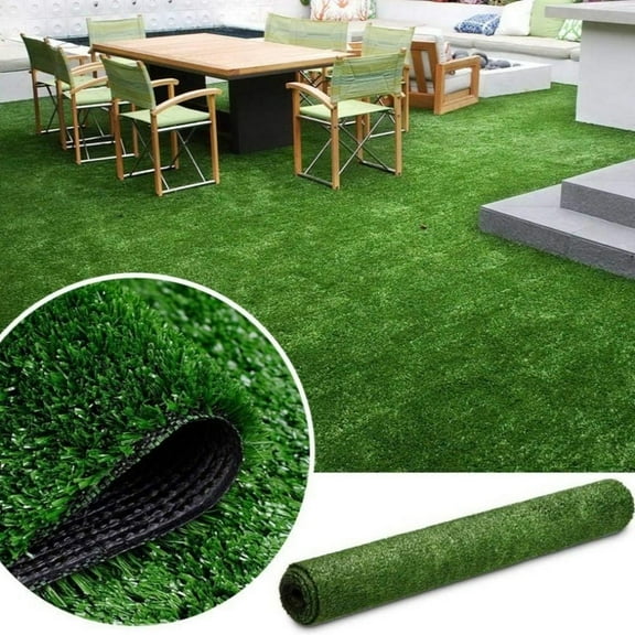 6ftx10ft Premium Artificial Turf Mat 0.6" Thick Fake Grass with Drainage Holes & Rubber Backing