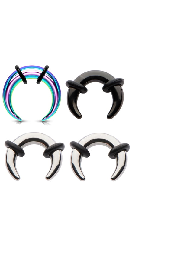 6g 8g 10g 12g Steel Black Rainbow Pinchers for Ears Septum Horseshoe Gauges