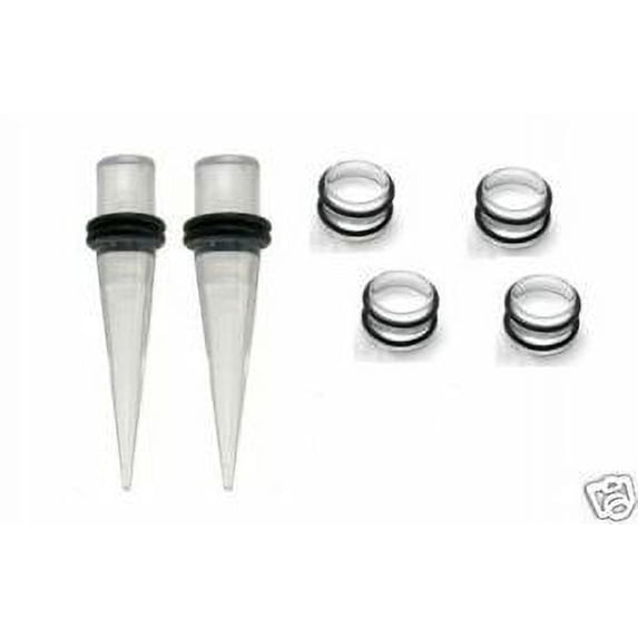 6g gauge PAIR CLEAR Tapers & Plugs Ear Stretching Kit