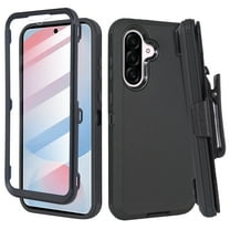 6goodeals Designed for Samsung Galaxy A56 Case with Belt Clip Holster, Built-in Screen, Anti-Drop, Shockproof, with Kickstand, Heavy Duty Protection (Black)