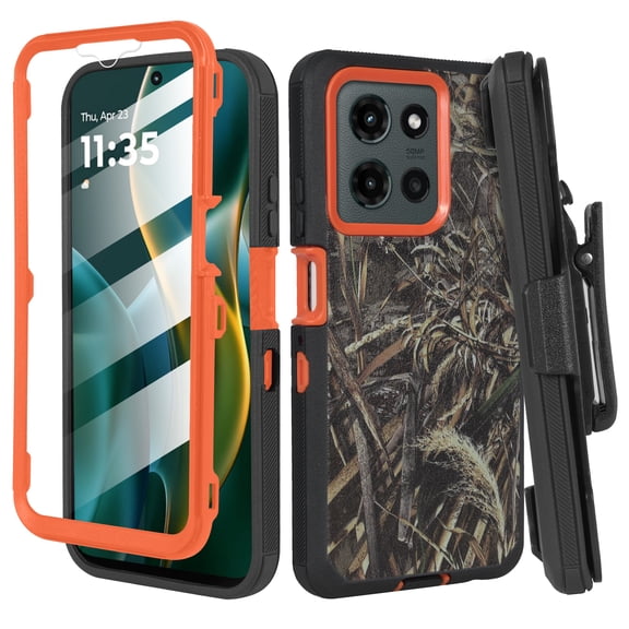 6goodeals For Motorola Moto G Power 2025/ G Play 2025 Case with Belt Clip, Full Protection & Rotating Belt Clip Holster with Built in Kickstand, Built in Screen Protector Camo
