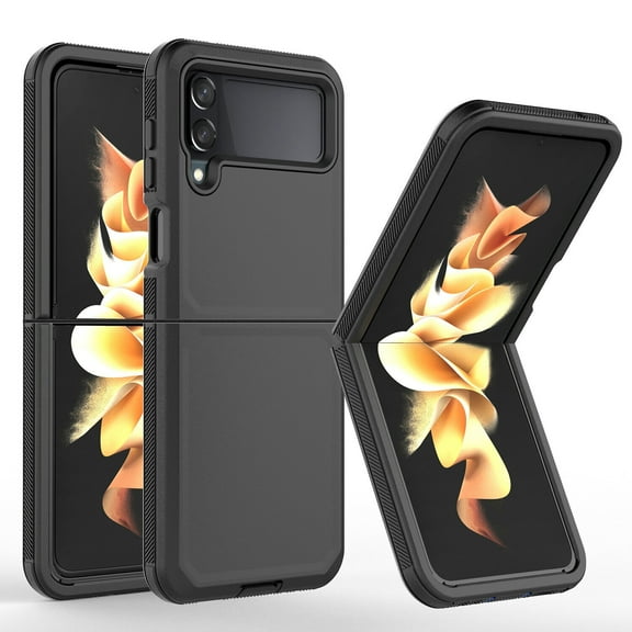 6goodeals for Samsung Galaxy Z Flip 4 5G Case, Heavy Duty Protective Cover, Shock Reduction/Bumper Phone Case for Galaxy Z Flip 4 - Black