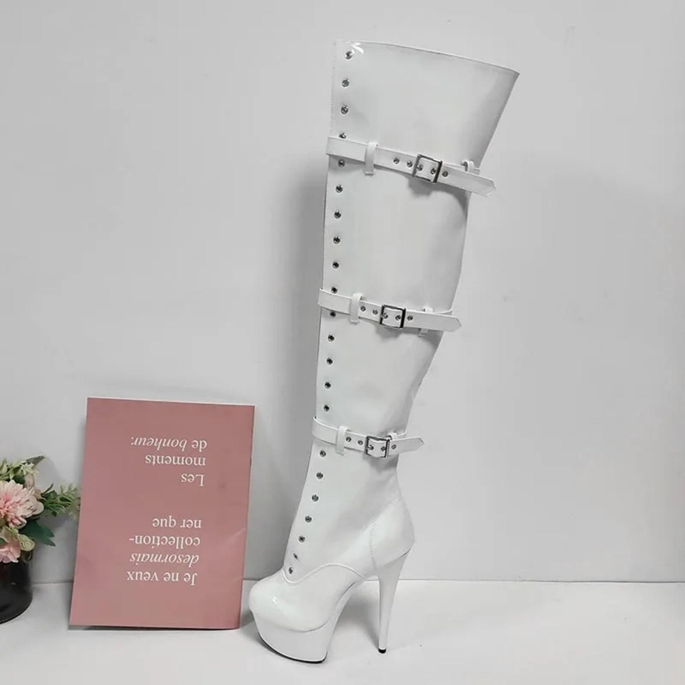 6in/15CM Women's Over The Knee Thigh High Heel Boots Platform Zip ...