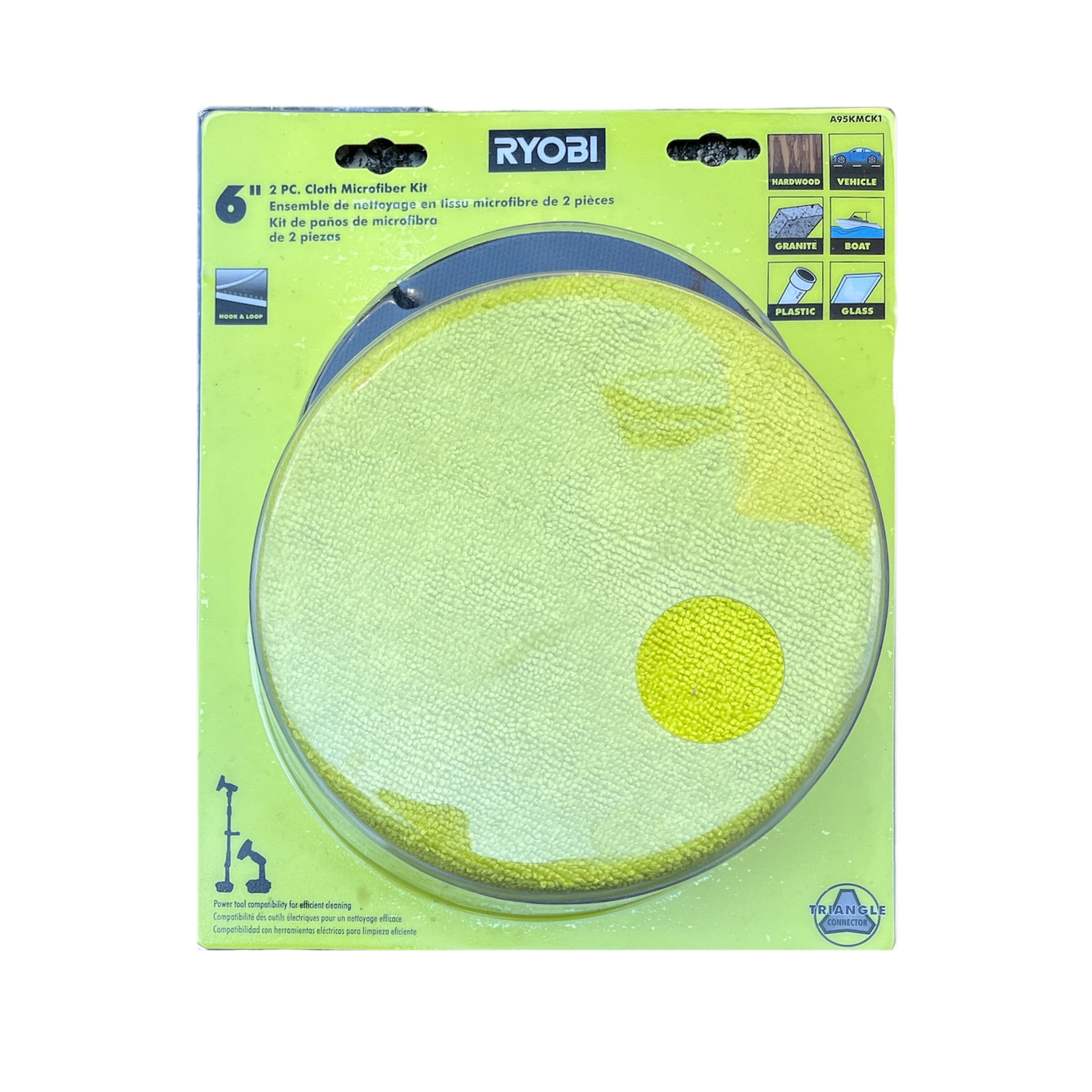 6in. 2-Piece Cloth Microfiber Kit for RYOBI P4500 and P4510 Scrubber Tools