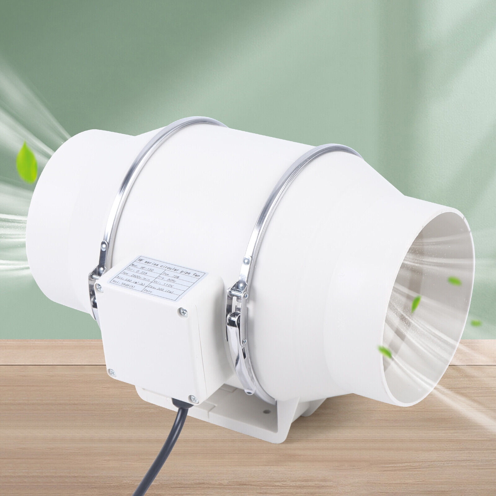 6in 540m3/h Inline Ventilation Fan Air Circulation Vent Exhaust Blower Fan for Garages, Warehouses, Homes