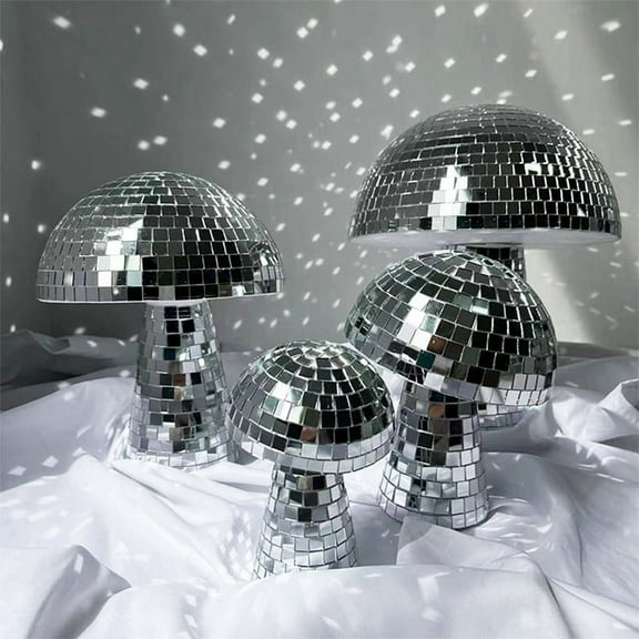 6in Mushroom Shape Disco Mirror Ball Bedroom Decoration Aesthetic Retro Reflective Sparkle Mushroom Party Home Decor