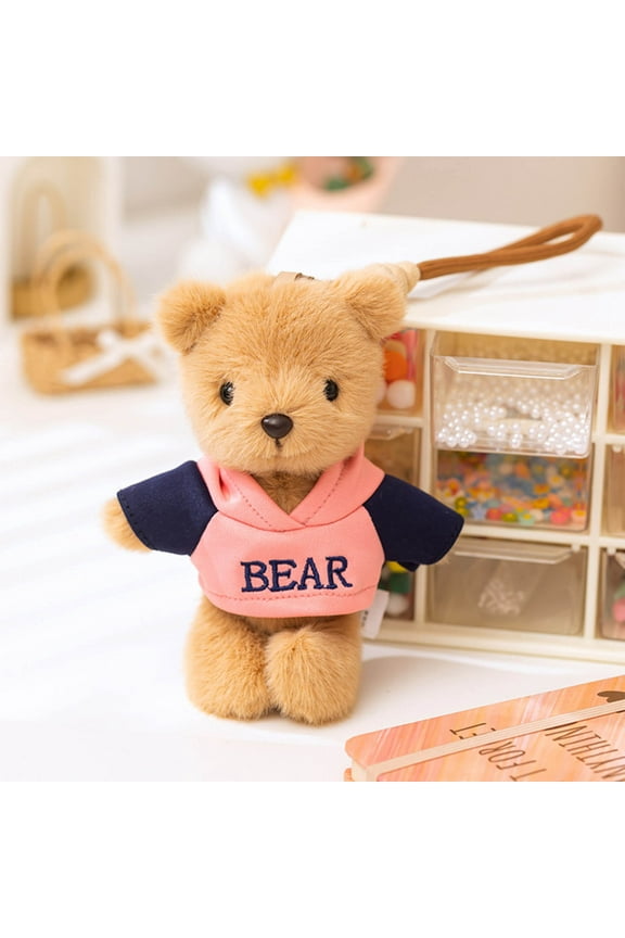 6in Plush Bear Keychain with Cape & Scarf - Soft Fuzzy Animal Charm,Adorable Key Ring for Bags,Purse Decor,Gifts for Kids & Adults (Holiday Presents)