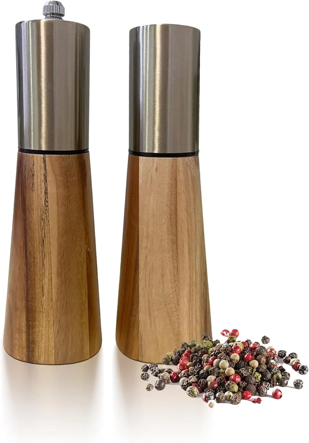 6in Salt and Pepper Grinder Set,Stainless Steel Manual Salt and Pepper Mill,Adjustable Thickness,Suitable For Kitchen,Barbecue,Picnic,2 Packs