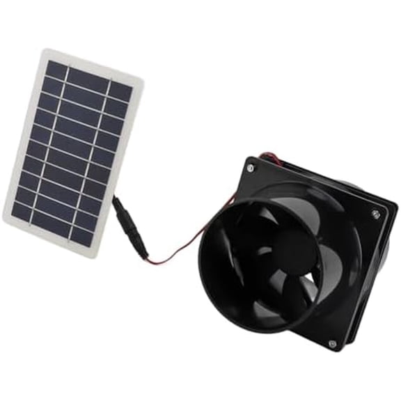 6in Solar Powered Exhaust Fan, ABS Solar Panel Powered Fan Kit, Solar Exhaust Vent Fan Ventilator for Round Pipe for Pet House Chicken Coop RV Greenhouse$$Garden & Patio