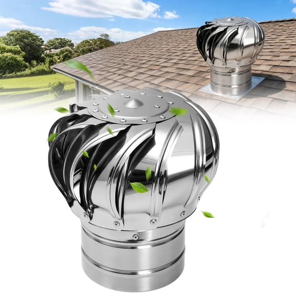 6in Turbine Roof  Ventilator for Roof Stainless Steel 304 - Non-Electric & Weatherproof for Attic Ventilation & Barn Airflow