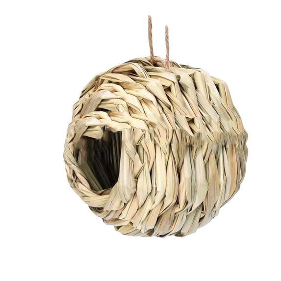 6in Woven Bird House Hanging Grass Bird Nest for Garden Patio Tree Outdoor Farmhouse Yard Landscape Decoration Natural Handcrafted Ornament