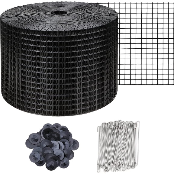 6in X 100ft Solar Panel Bird Guard,Solar Panel roof Protection net 1/2inch Mesh PVC Black Vinyl Coated Galvanized net 70 Fastener ClipsUsed for Bird,Animal Control