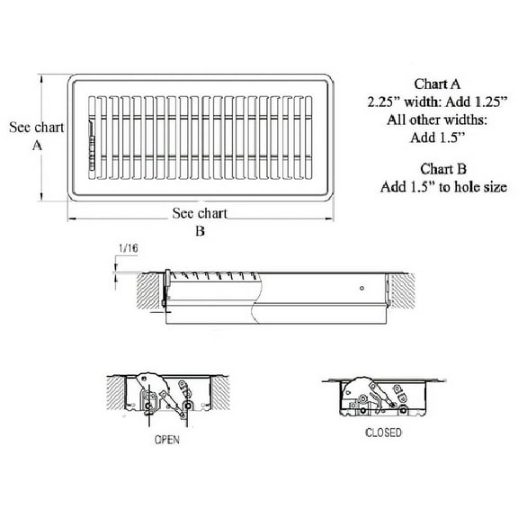 6in x 14in Greystone Brown Stamped Steel Floor Register - Overall 7 1/2in x 15 1/2in