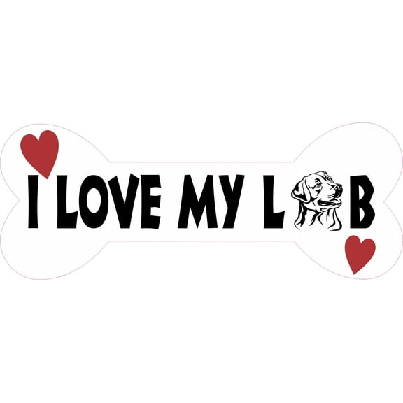 6in x 2.25in Dog Bone I Love My Lab Vinyl Sticker