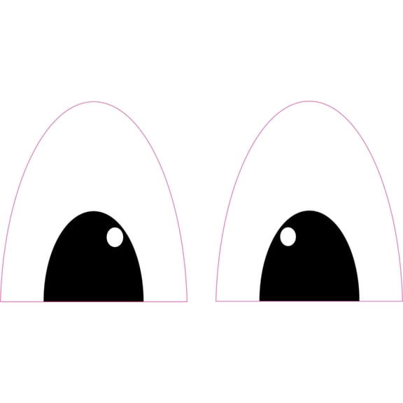 6in x 3in Black Downward Facing Funny Eyes Sticker Vinyl Sticker Cup Decal