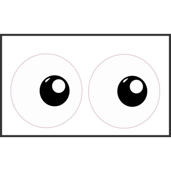 6in x 3in Black Right Facing Funny Eyes Sticker Vinyl Sticker Cup Decal