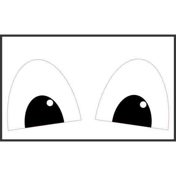6in x 3in Black Slanted Funny Eyes Sticker Vinyl Sticker Cup Decal Vehicle