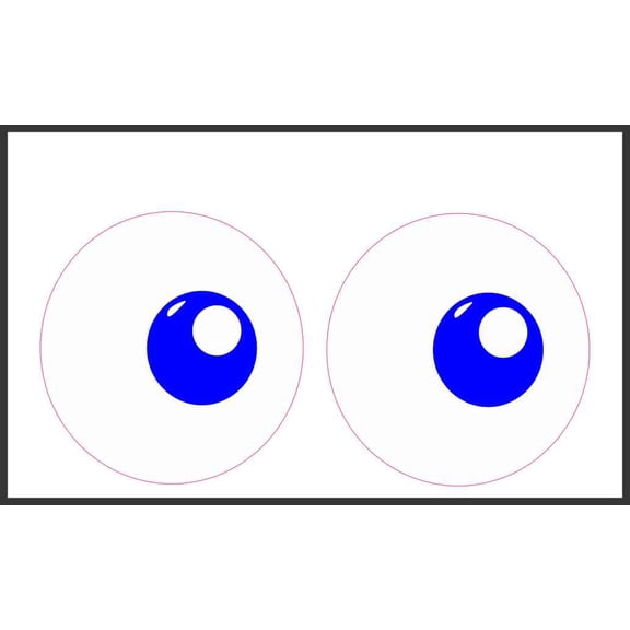 6in x 3in Blue Right Facing Funny Eyes Sticker Vinyl Sticker Cup Decal