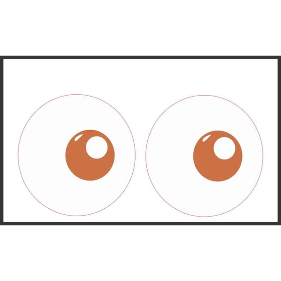 6in x 3in Orange Right Facing Funny Eyes Sticker Vinyl Sticker Cup Decal
