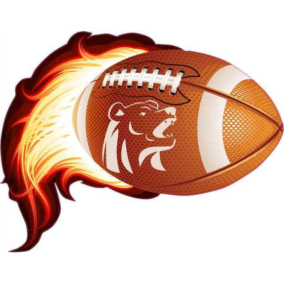 6in x 4.75in Bear Flame Football Sticker