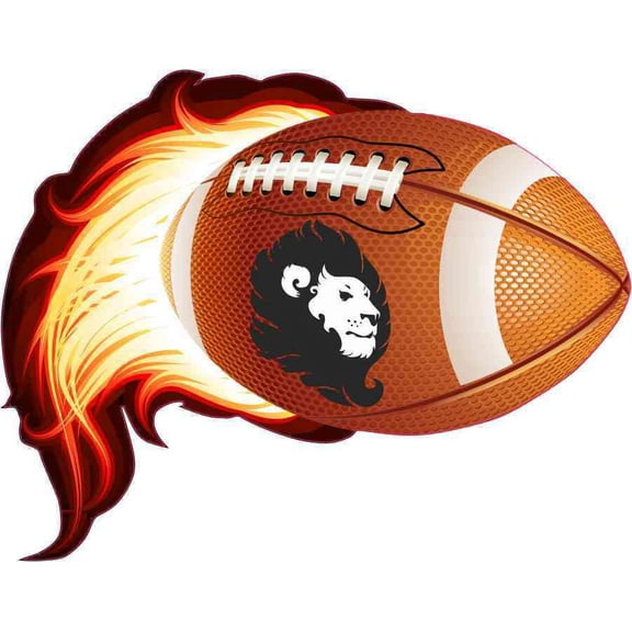 6in x 4.75in Lion Flame Football Sticker