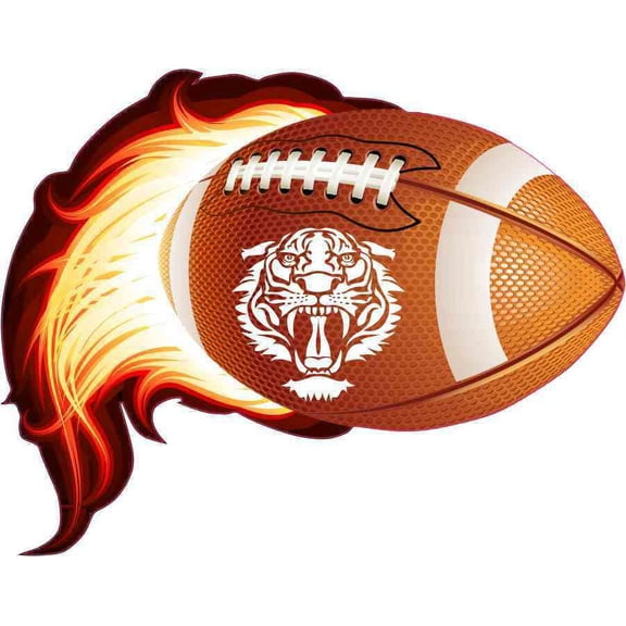 6in x 4.75in Tiger Flame Football Sticker