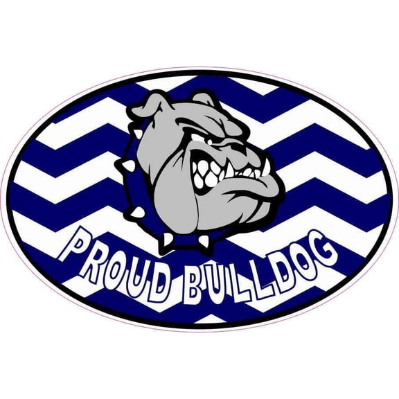 6in x 4in Chevron Proud Bulldog Vinyl Mascot Sticker