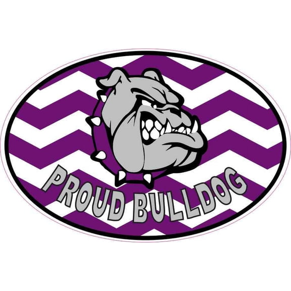6in x 4in Chevron Proud Bulldog Vinyl Mascot Sticker
