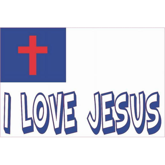 6in x 4in I Love Jesus Christian Flag Sticker Vinyl Vehicle Decal Stickers