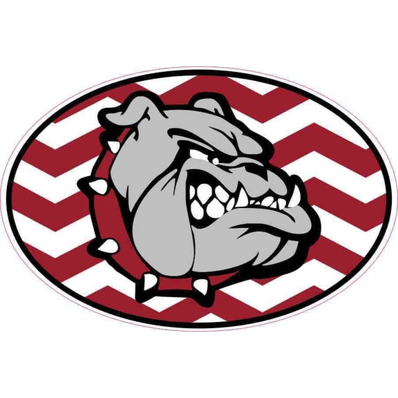 6in x 4in Maroon Chevron Oval Bulldog Vinyl Sticker