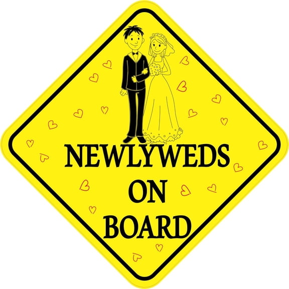 6in x 6in Bride and Groom Newlyweds On Board Sticker