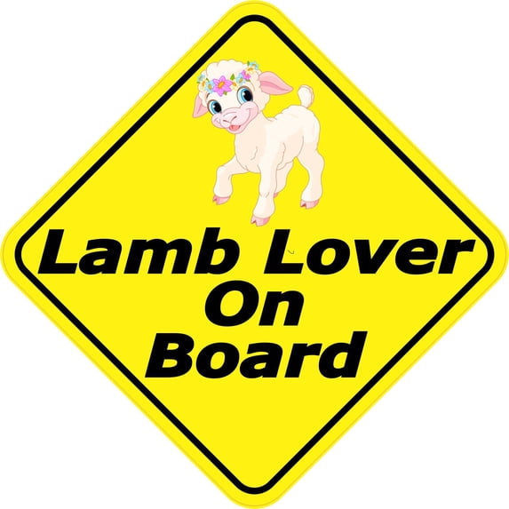 6in x 6in Lamb Lover On Board Sticker