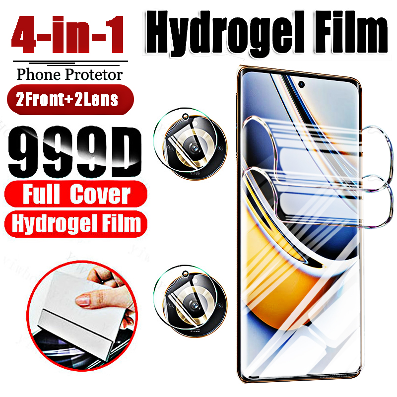 6in1 Hydrogel Soft Film for Realme 11 Pro Plus Glass 3D Curved Screen Protectors on For OPPO