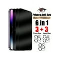 thumbnail image 1 of 6in1 Privacy Screen Protector Tempered Glass With Phone Back Camera Glass Film Compatible With Iphone 16 15 14 13 12 11 Pro Max 3PCS Anti Spy Front Glass With 3PCS Camera Lens Glass, 1 of 5