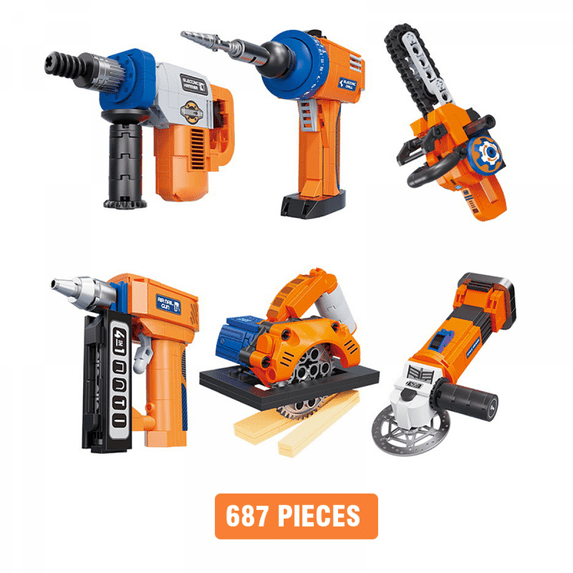 6in1 Toy Drill Construction Tool Building Set, Mini Building Blocks for Kids Boys Girls Birthday Gifts(687Pieces)