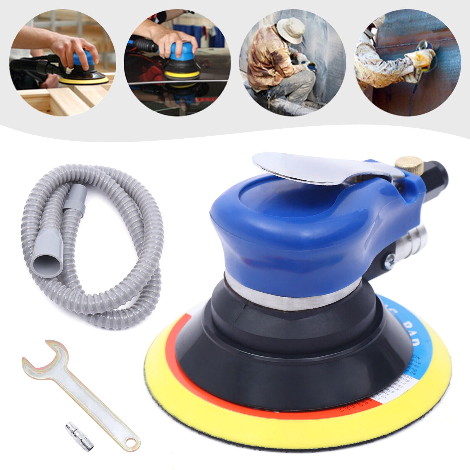 6inch Air Palm Orbital Sander Random Round Pneumatic Hand Sanding Machine 10000rpm