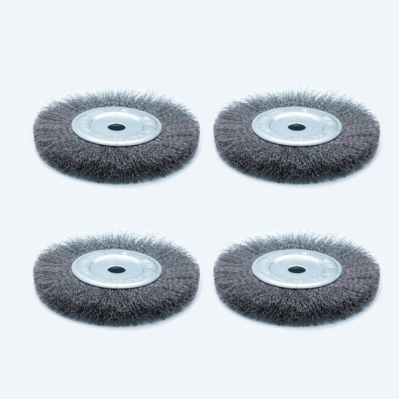 Eco Walker 6 Inch (150mm) Bench Grinder Wire Wheel Brush  Crimped Carbon Steel for Professional Rust, Burr & Paint Removal, Two Arbor Sizes (7/8" & 3/4"), 4 Pack